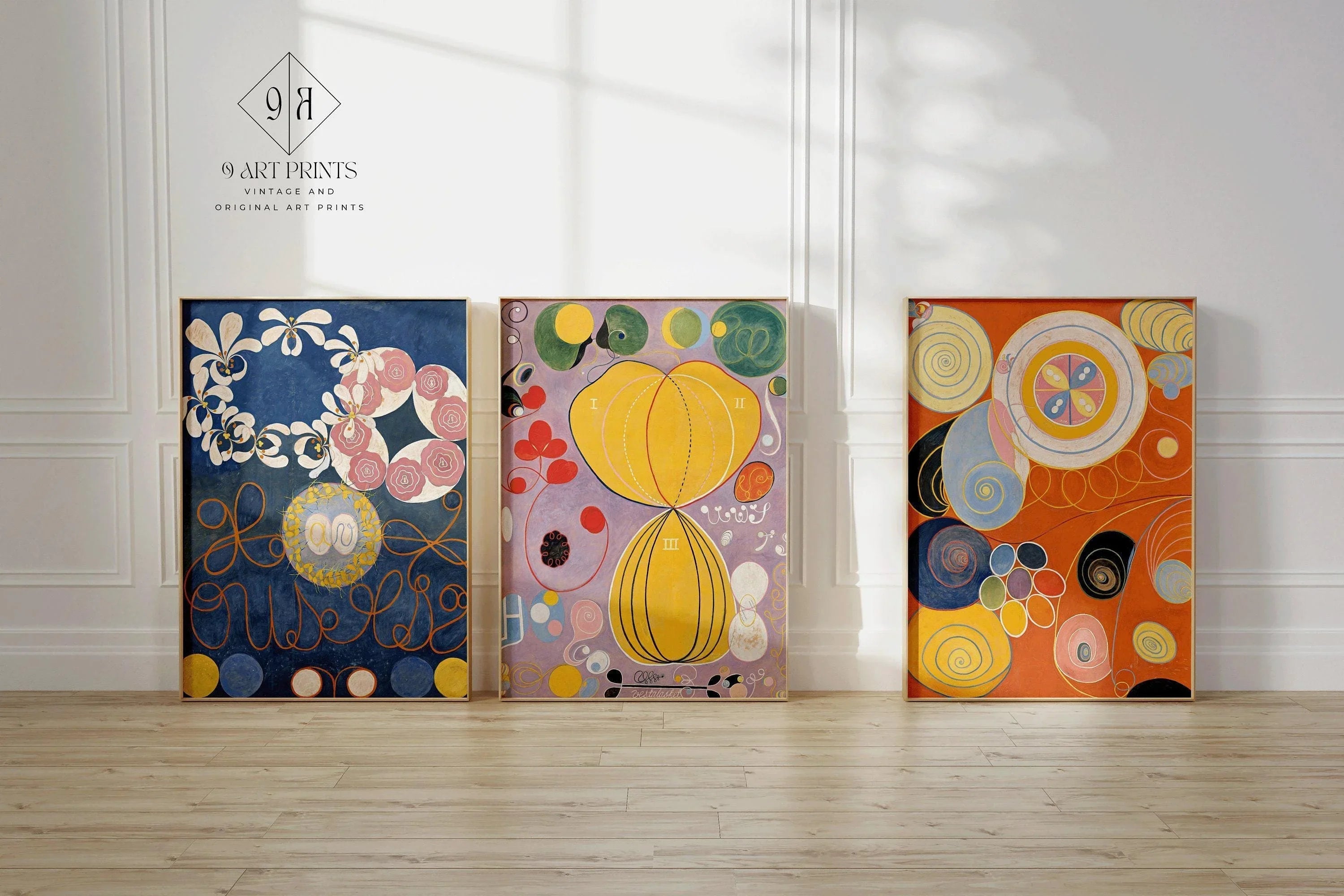 Hilma Af Klint STATEMENT TRIO | Vintage Abstract Art (Available Frame or unframed) - 9ArtPrints