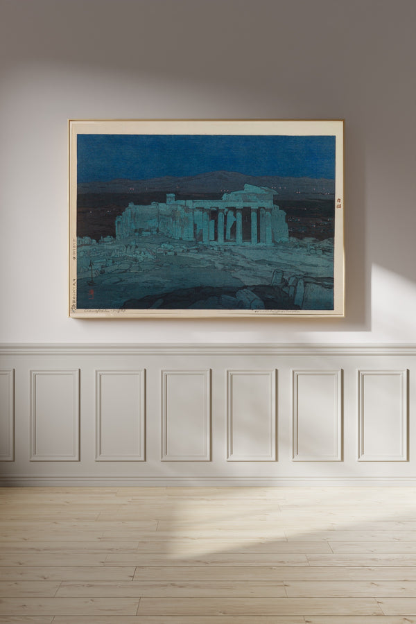 Hiroshi Yoshida — Athens at Night | Japanese Woodblock Print (Shin Hanga)