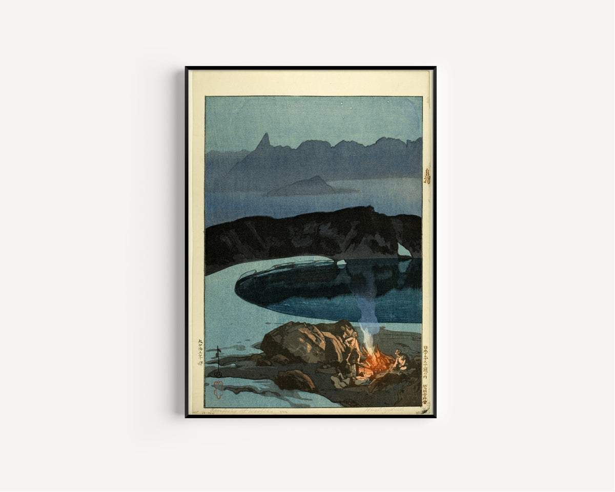 Hiroshi Yoshida Japanese Woodblock Print: Camping at Washibadake Giclee Art - 9ArtPrints