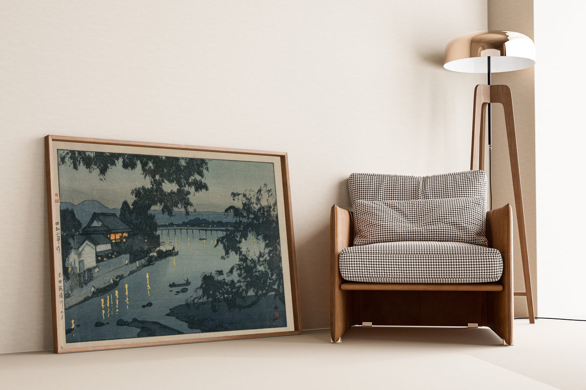 Hiroshi Yoshida — Evening on the Chikugo River | Japanese Woodblock Print (Shin Hanga) - 9ArtPrints