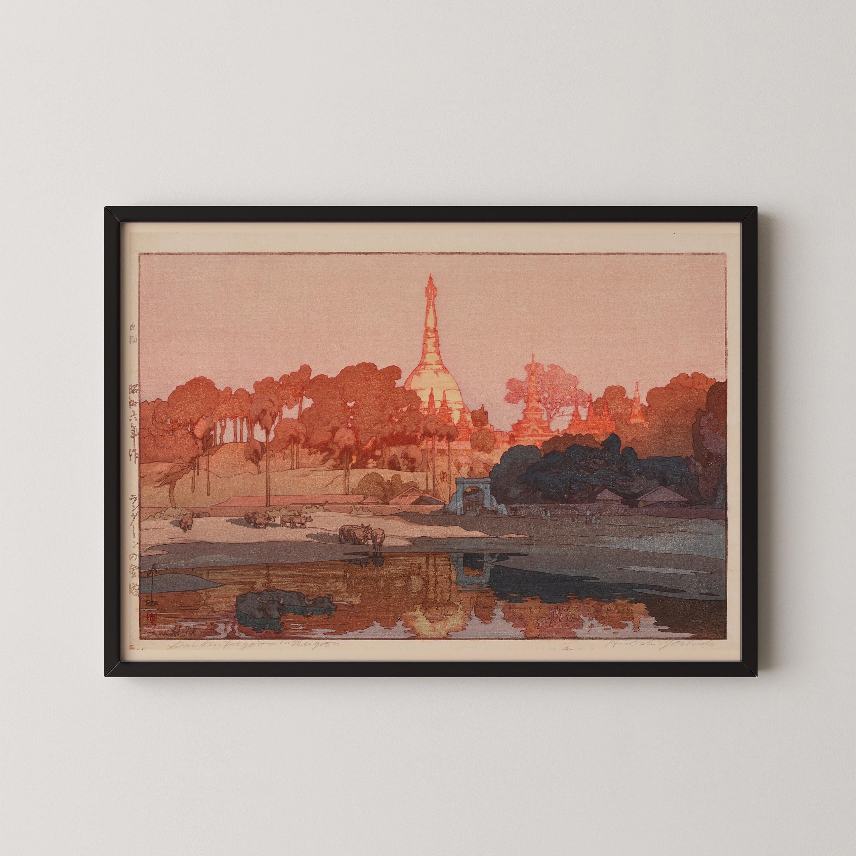 Hiroshi Yoshida — Golden Pagoda in Rangoon | Japanese Woodblock Print (Shin Hanga) - 9ArtPrints
