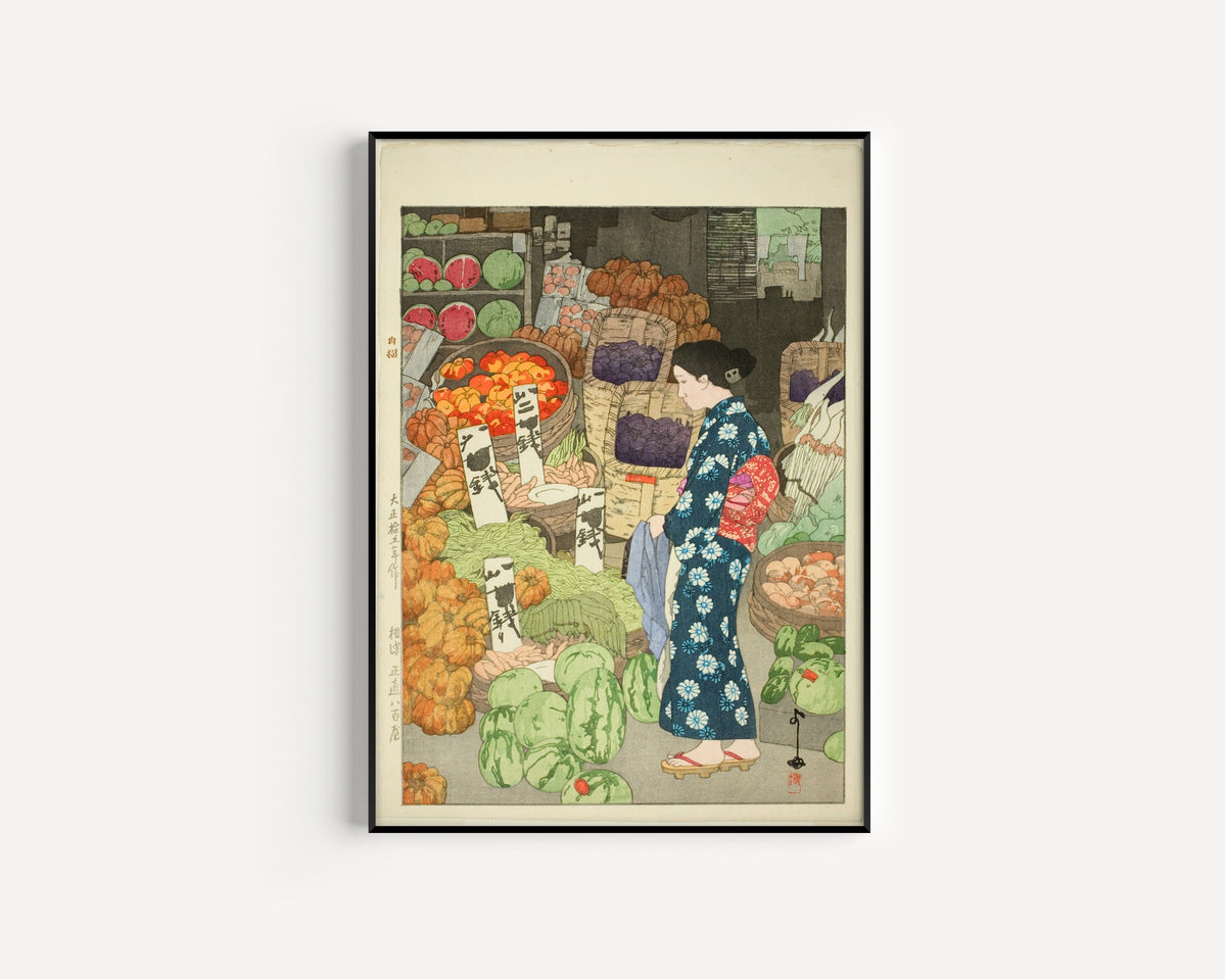 Hiroshi Yoshida — Greengrocery at Nezu | Japanese Woodblock Print (Shin Hanga) - 9ArtPrints