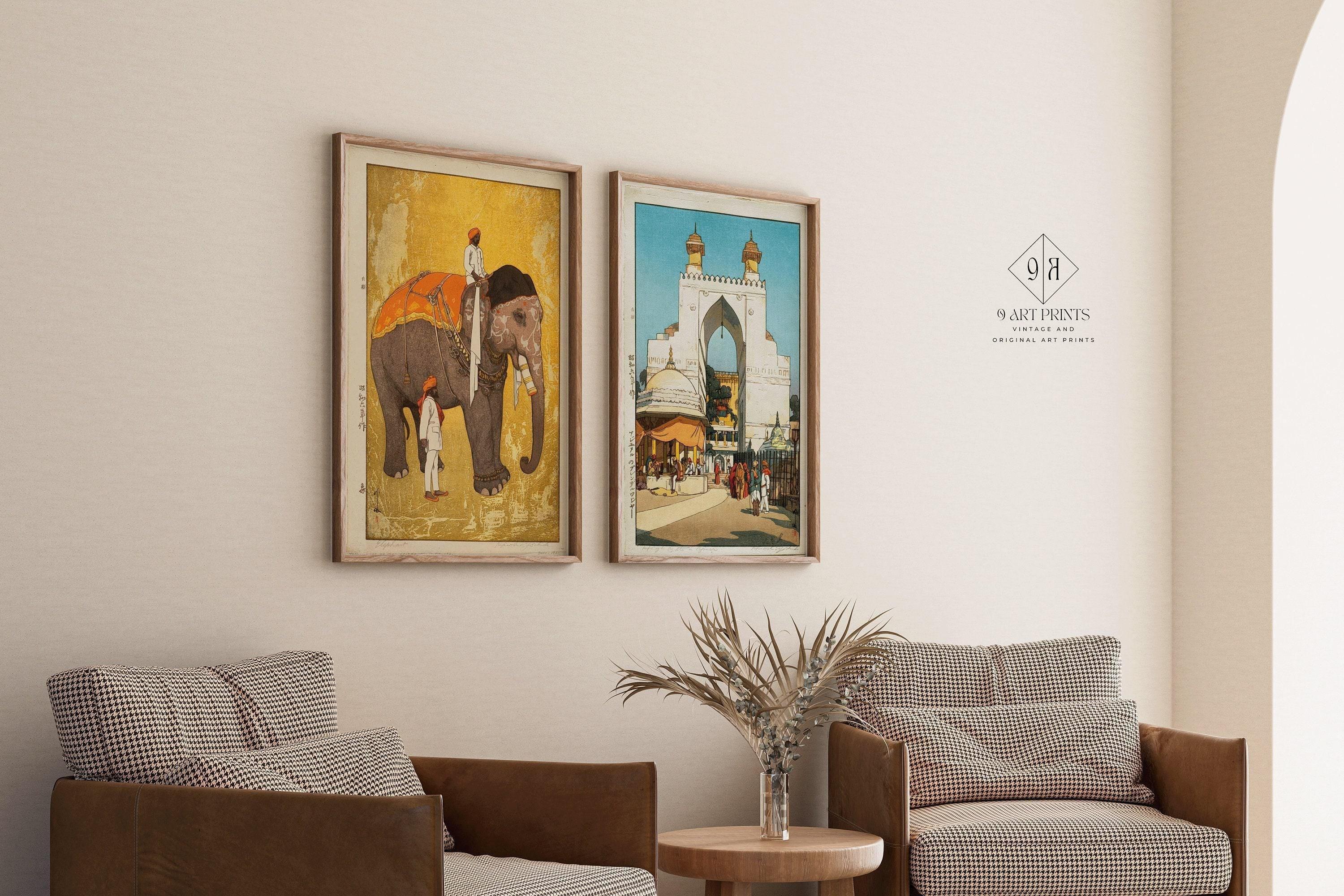 Hiroshi Yoshida India Art Print Duo: Elephant & Ajmer Gate - 9ArtPrints