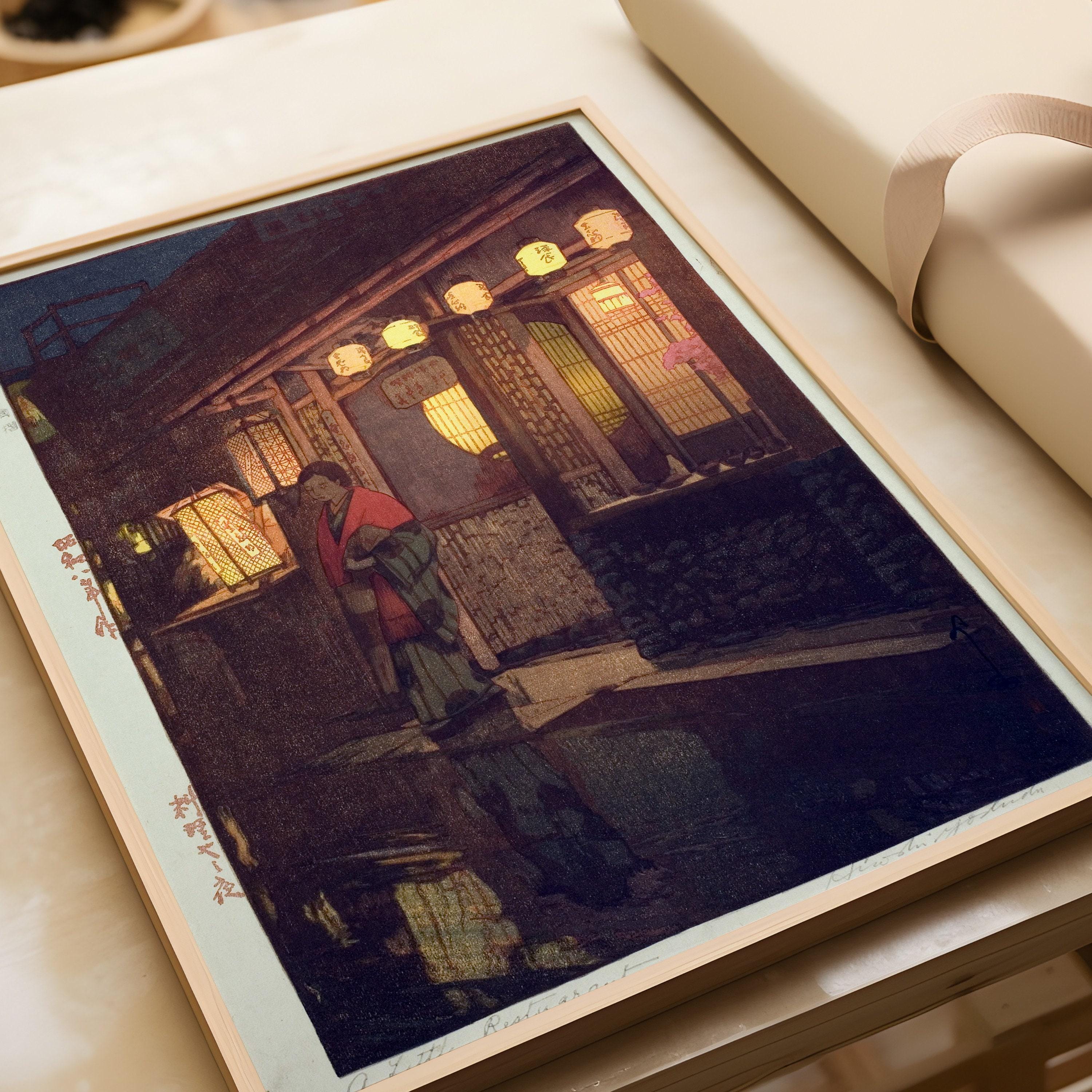 Hiroshi Yoshida Japanese Art Print: Restaurant at Night Giclee, Framed or Unframed - 9ArtPrints