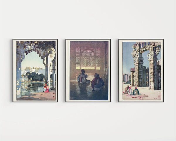 Hiroshi Yoshida — Set of 3 India Prints | Japanese Woodblock Art Print (Shin Hanga)