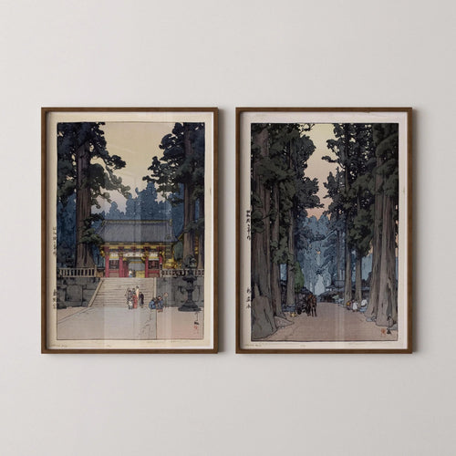 Hiroshi Yoshida Japanese Woodblock Print Set: Toshogu Shrine & Cryptomeria Avenue - 9ArtPrints