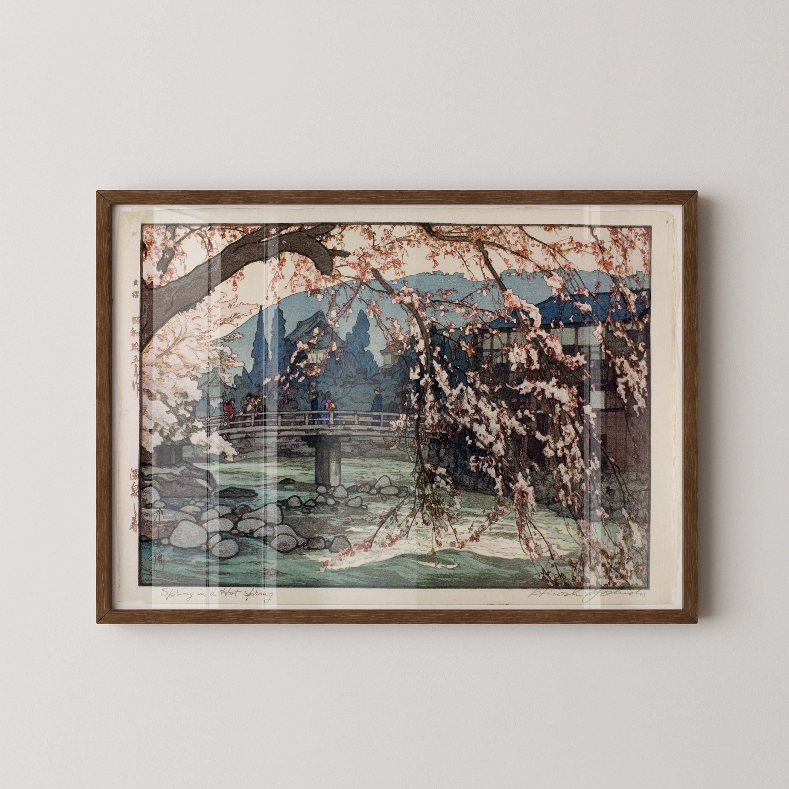 Hiroshi Yoshida Japanese Woodblock Print: Spring Spa Giclee Art - 9ArtPrints