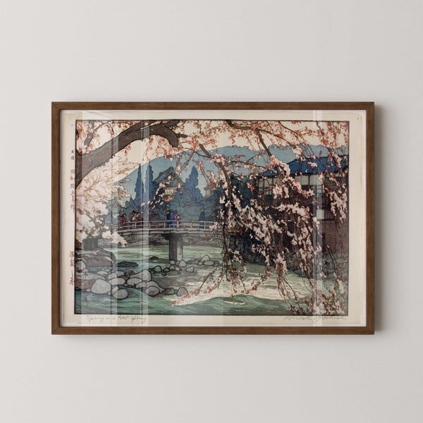 Hiroshi Yoshida — A Spa in Spring | Japanese Woodblock Print (Shin Hanga)
