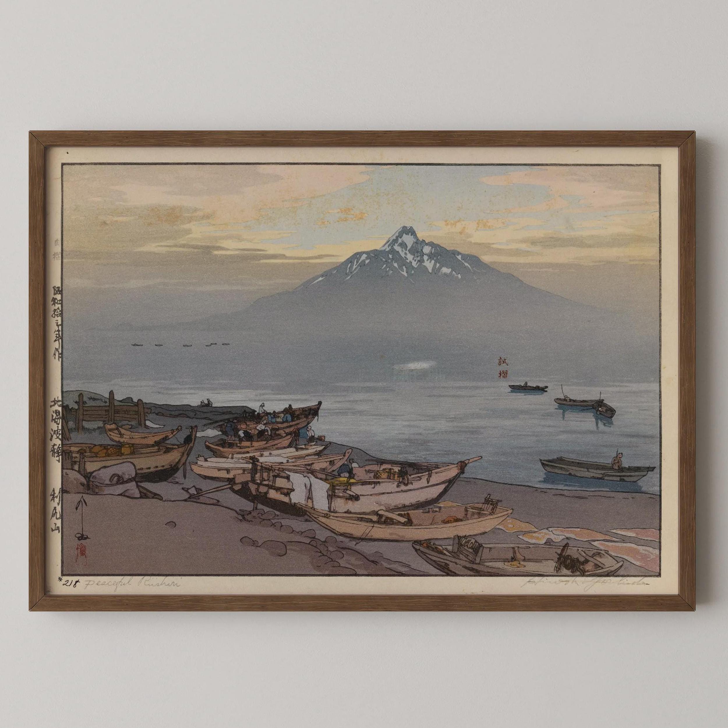 Hiroshi Yoshida - Peaceful Rishiri Japanese Woodblock Print: Giclée Art - 9ArtPrints