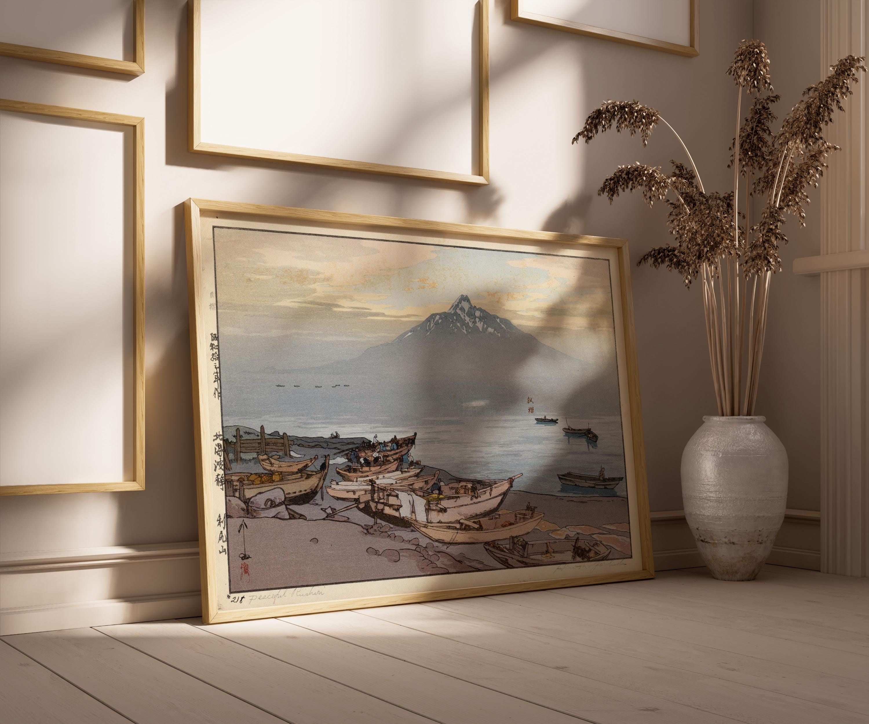 Hiroshi Yoshida - Peaceful Rishiri Japanese Woodblock Print: Giclée Art - 9ArtPrints