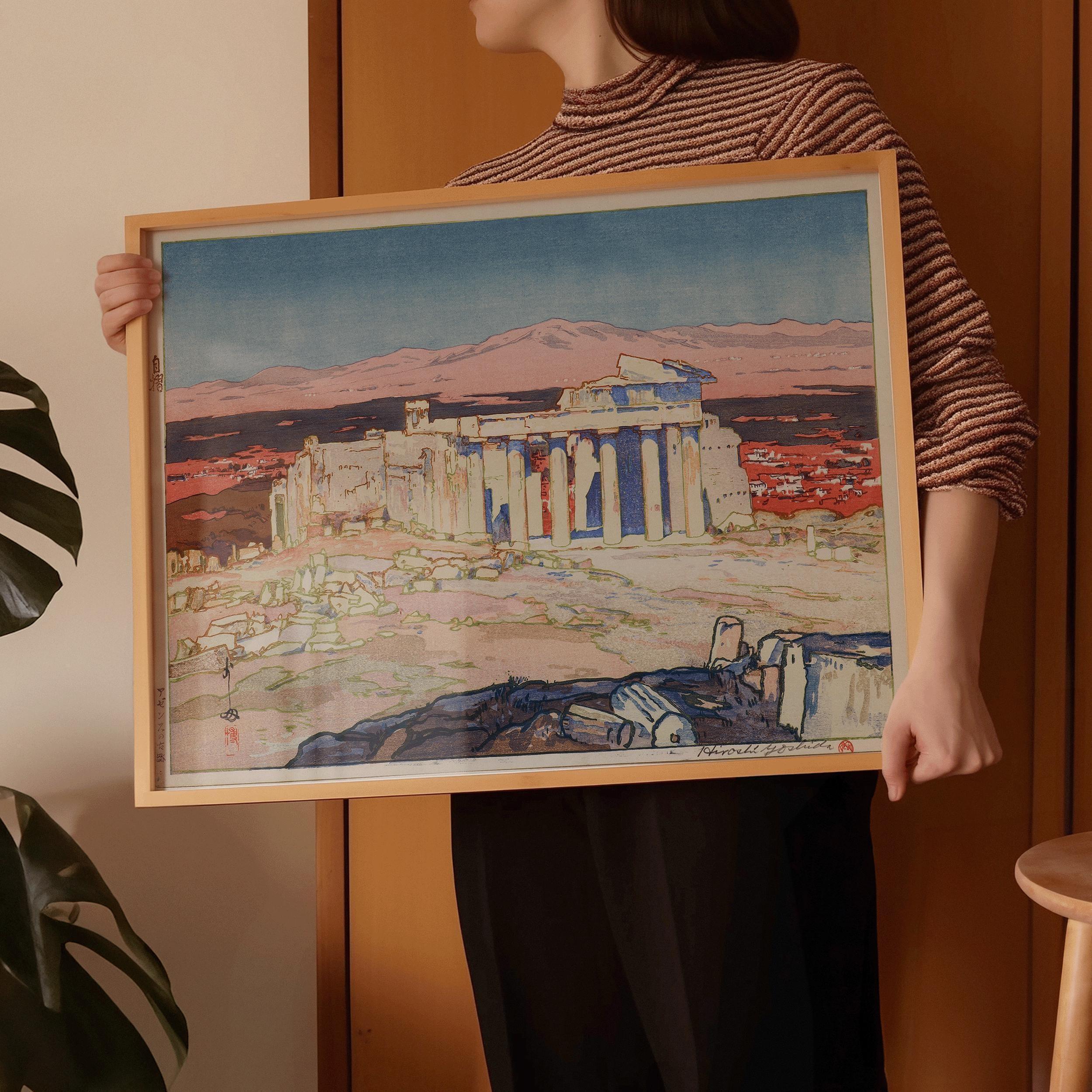 Hiroshi Yoshida Print: Ancient Athens Ruins, Japanese Woodblock Art - 9ArtPrints
