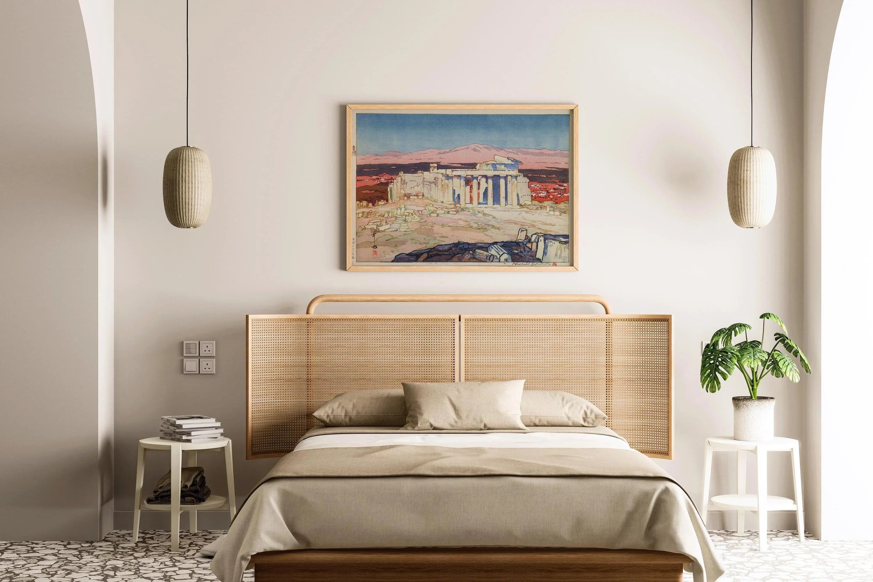 Hiroshi Yoshida Print: Ancient Athens Ruins, Japanese Woodblock Art - 9ArtPrints