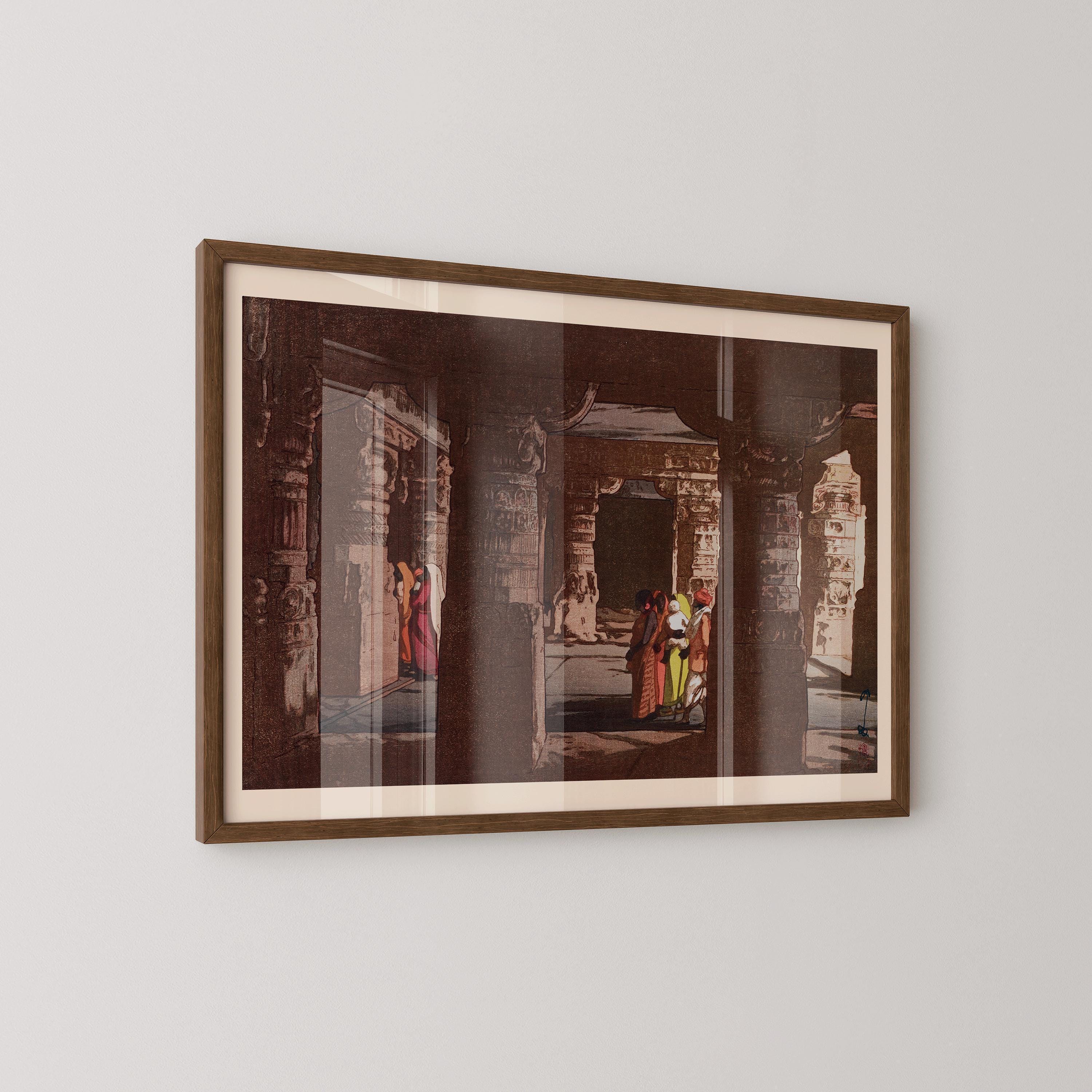 Hiroshi Yoshida Print: Ellora India Temple, Vintage Japanese Art - 9ArtPrints