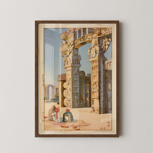 Hiroshi Yoshida — Stupa at Sanchi, India | Japanese Woodblock Print (Shin Hanga)