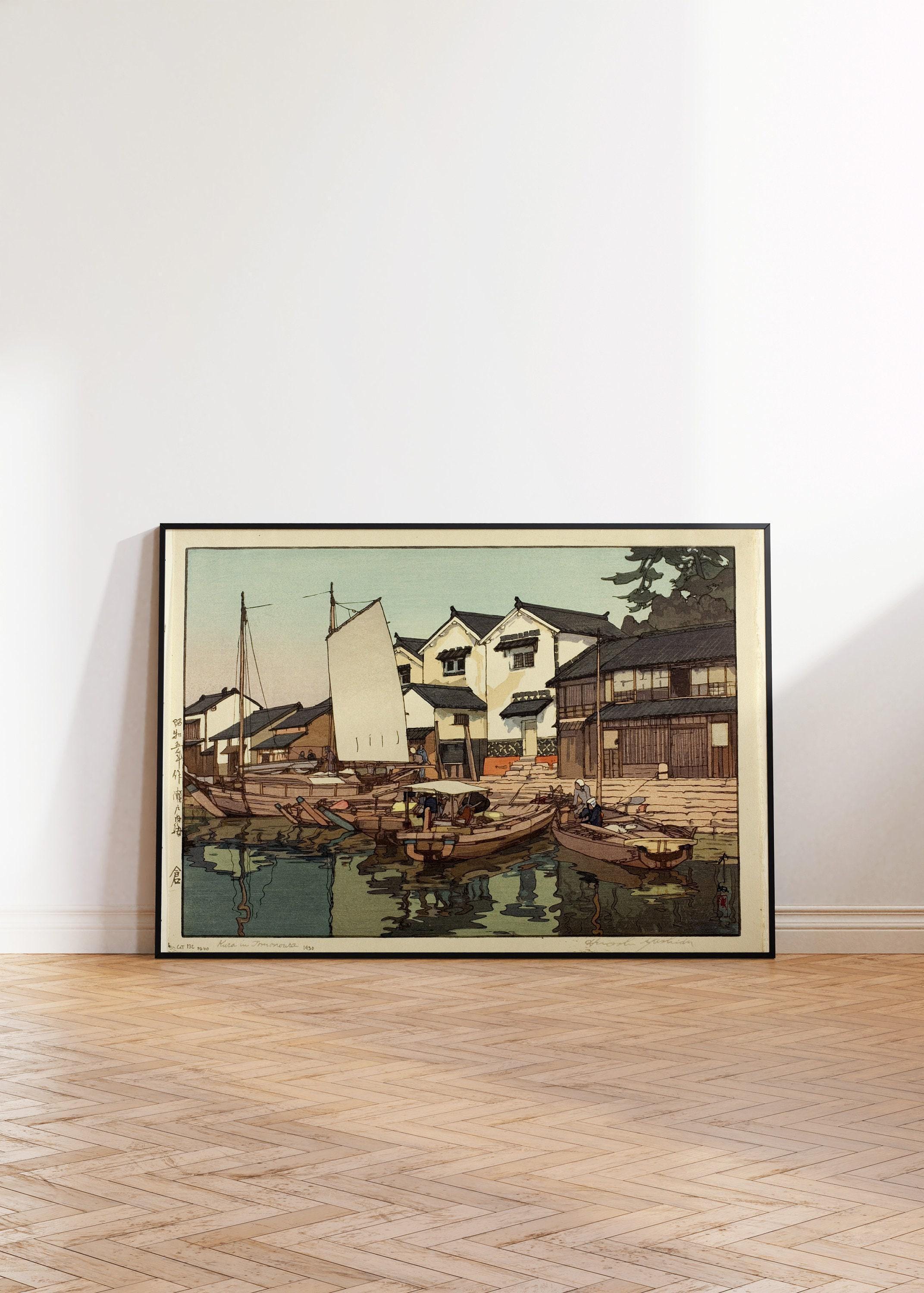 Hiroshi Yoshida Print: Japanese Woodblock Art, Tomonoura Warehouses - 9ArtPrints