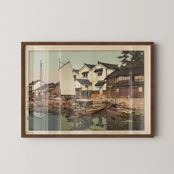 Hiroshi Yoshida — Warehouse at Tomonoura | Japanese Woodblock Print (Shin Hanga)