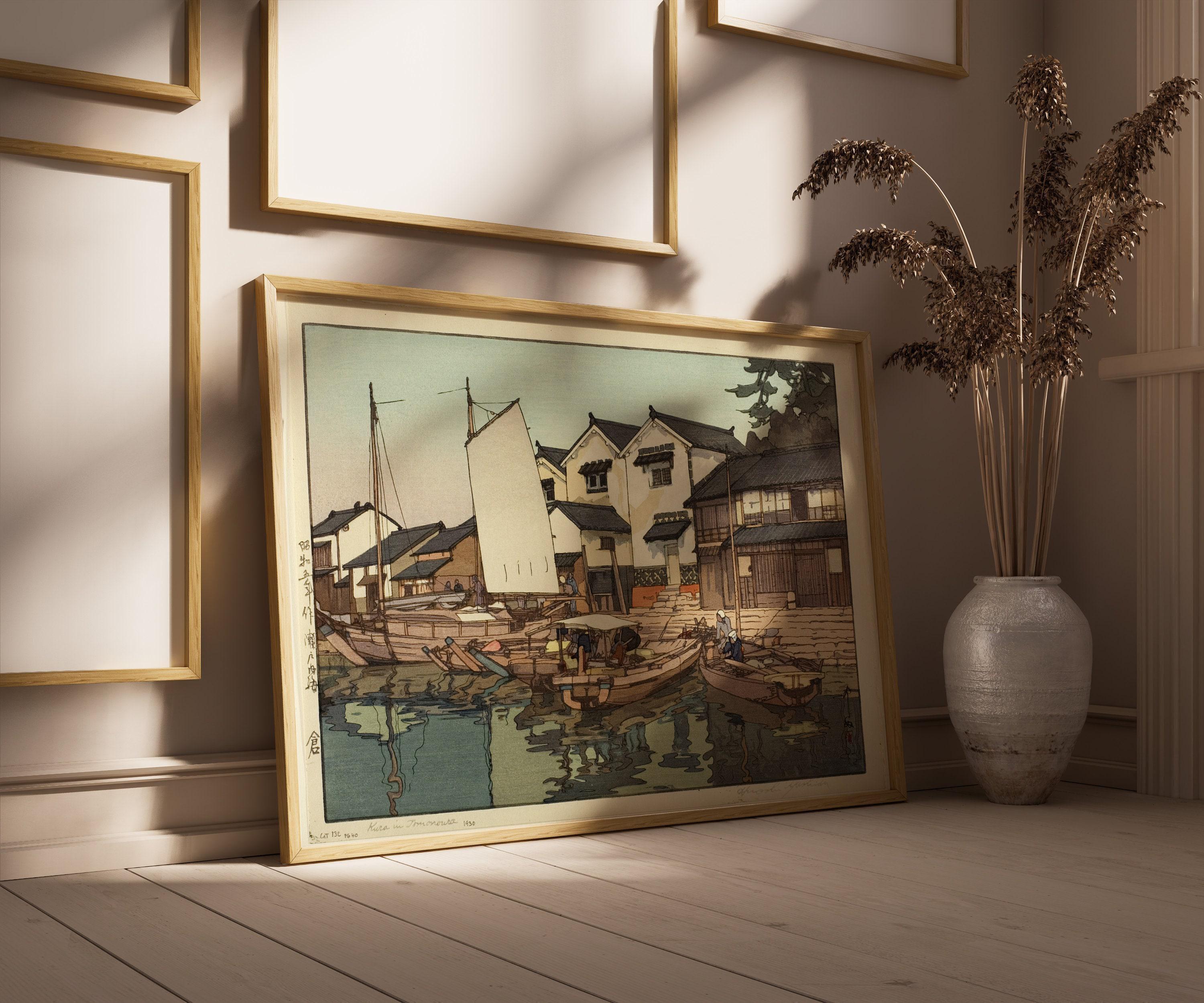 Hiroshi Yoshida Print: Japanese Woodblock Art, Tomonoura Warehouses - 9ArtPrints