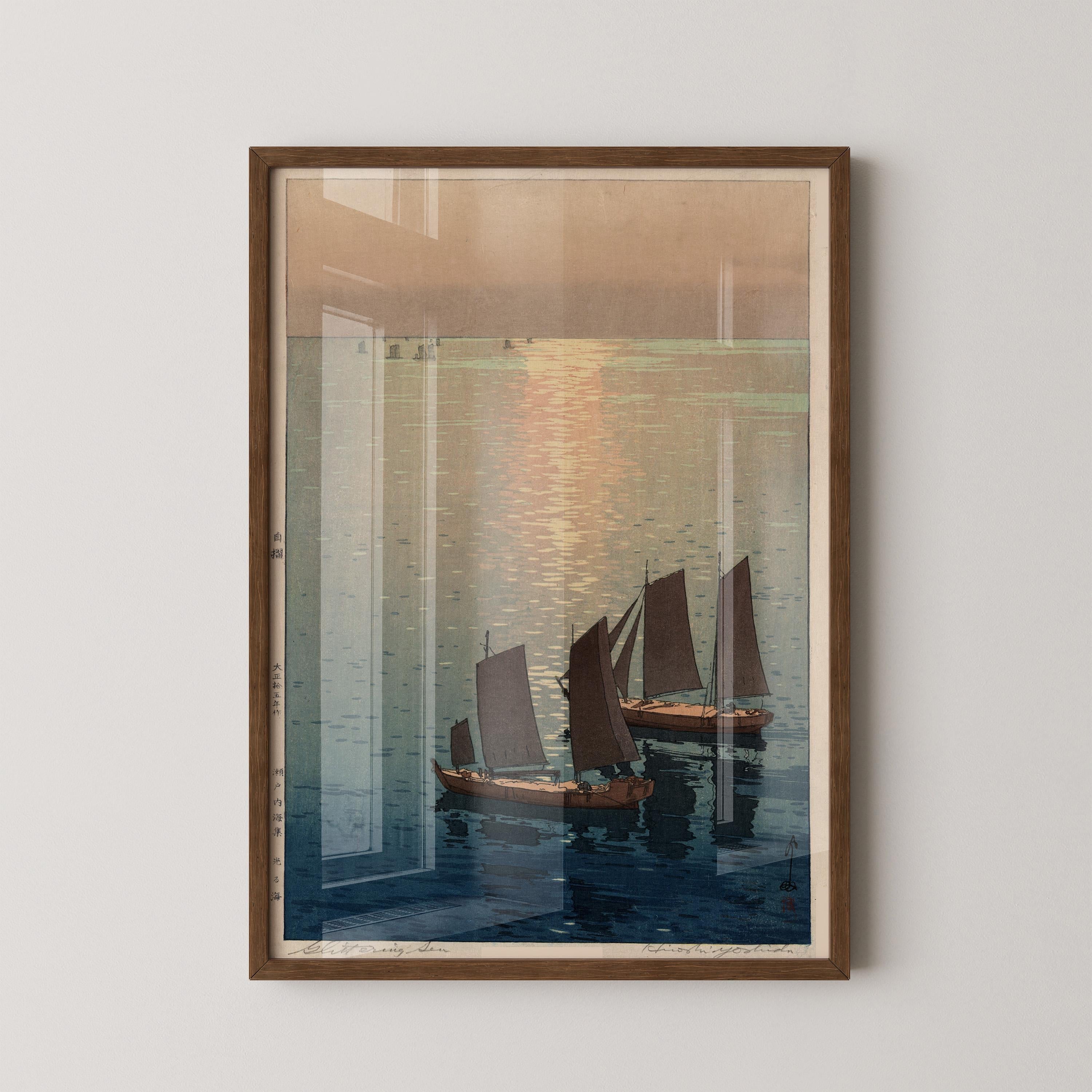 Hiroshi Yoshida – Sailboats at Noon | PREMIUM GICLÉE PRINT | Vintage Japanese Woodblock Art (available handframed or unframed) - 9ArtPrints