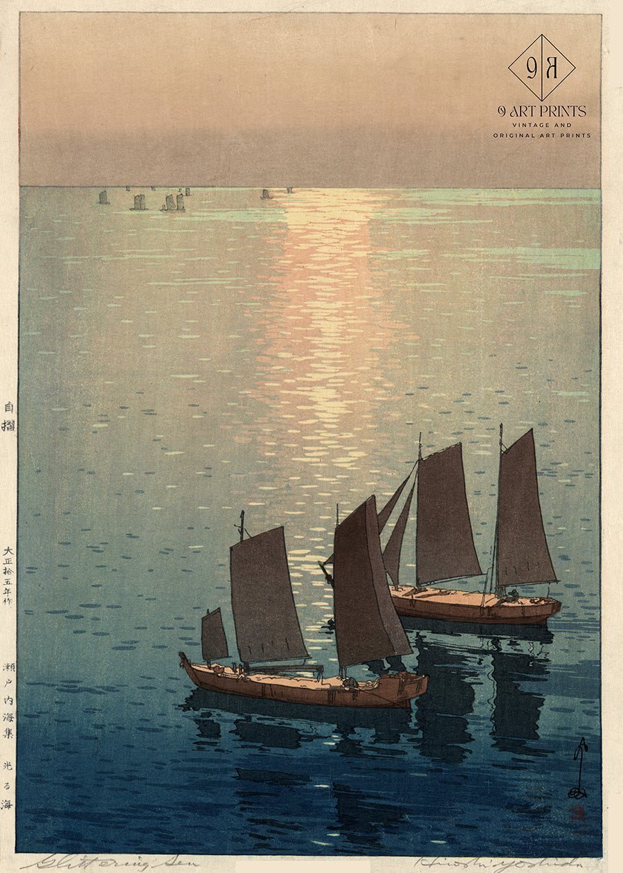 Hiroshi Yoshida Sailboats Print: Vintage Japanese Woodblock Art - 9ArtPrints