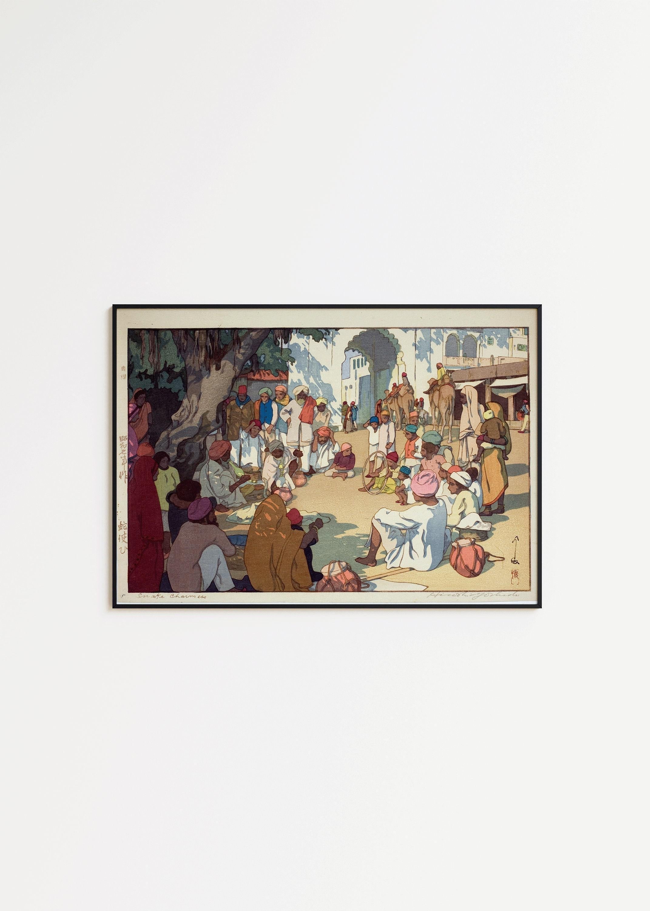 Hiroshi Yoshida Snake Charmer Giclee Print: Vintage Japanese Woodblock Art - 9ArtPrints