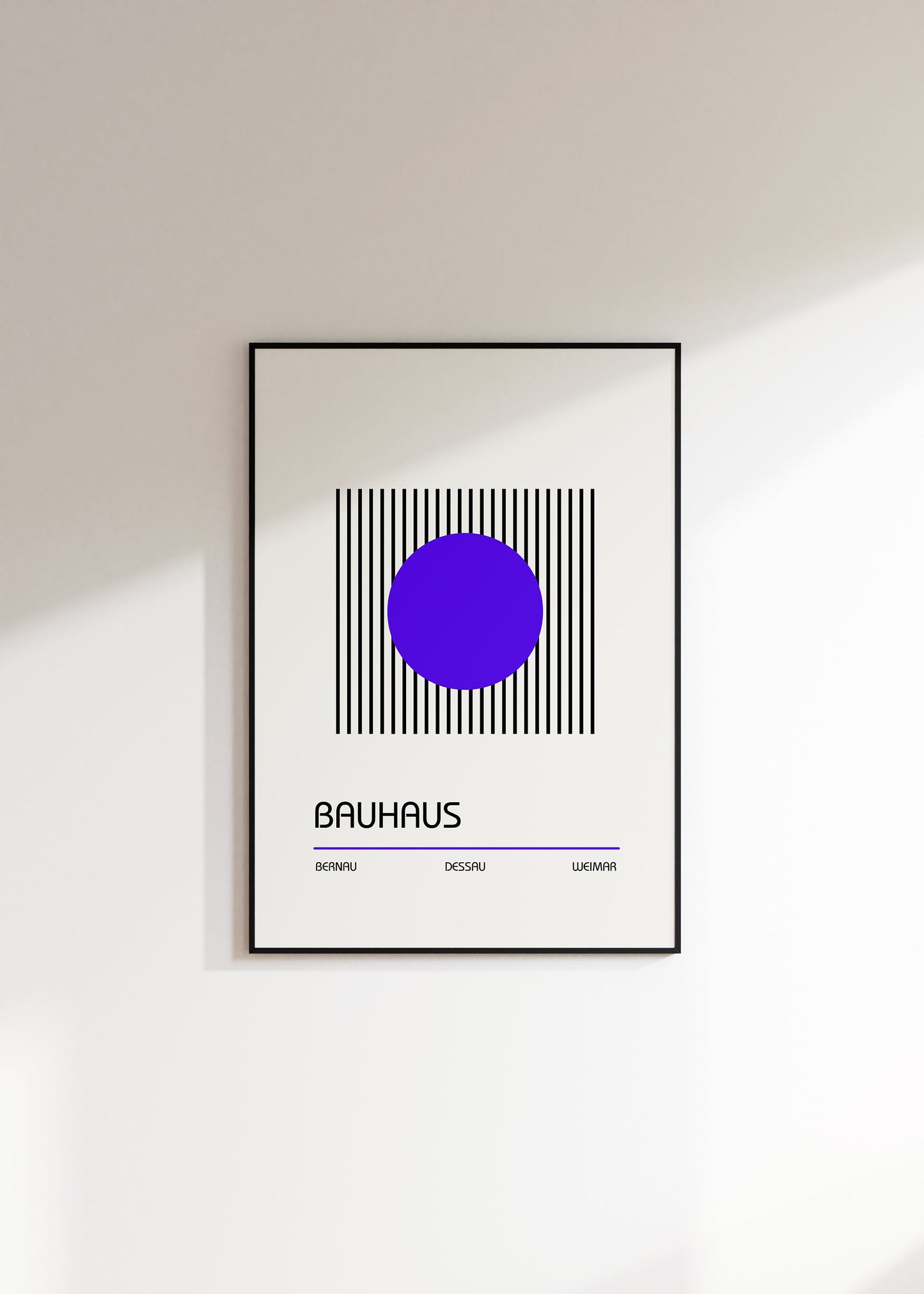 Bauhaus Blue Geometric Poster Sun Motif