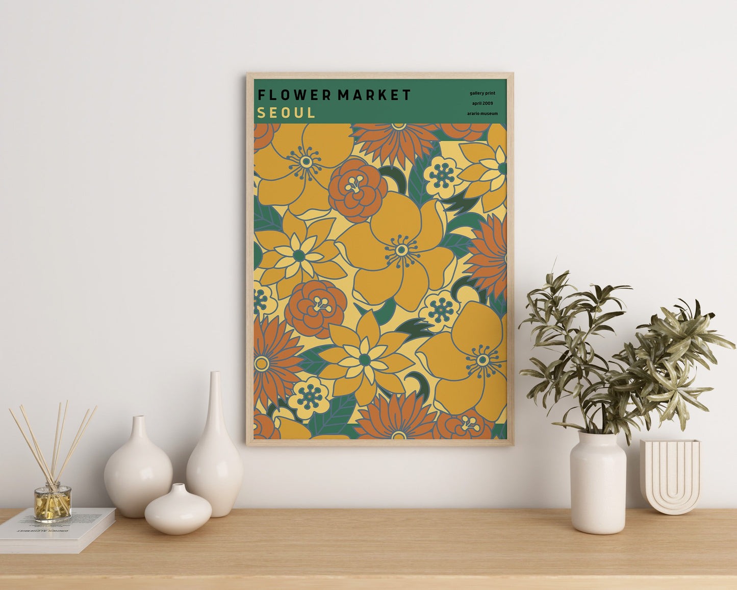 Flower Market - Seoul | Modern Botanical Art Exhibition Print (available framed or unframed)