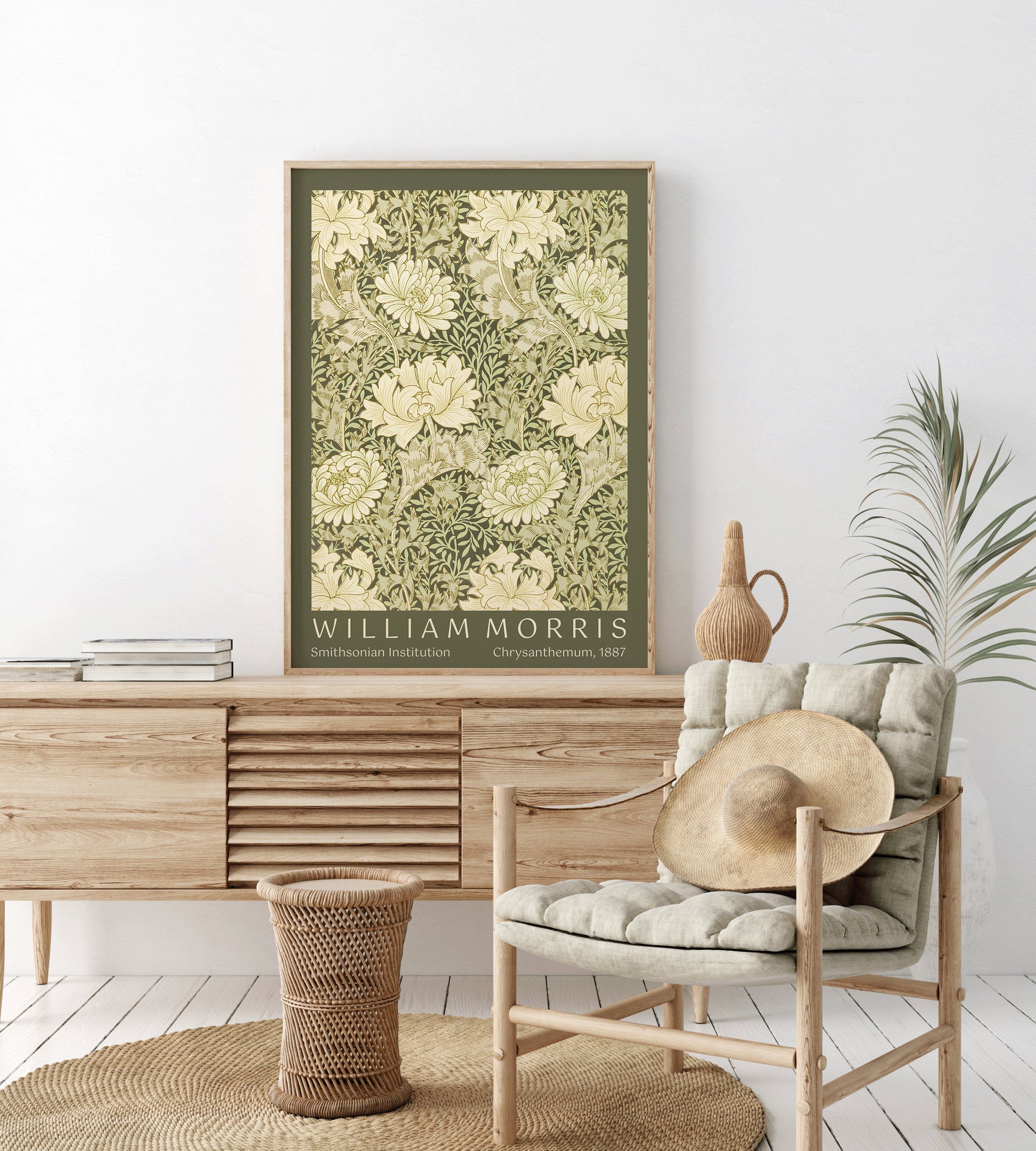 Green William Morris Poster Chrysanthemum Exhibition Poster Art Print Nouveau Morris Flower Market Ready to hang Framed Home Office Decor