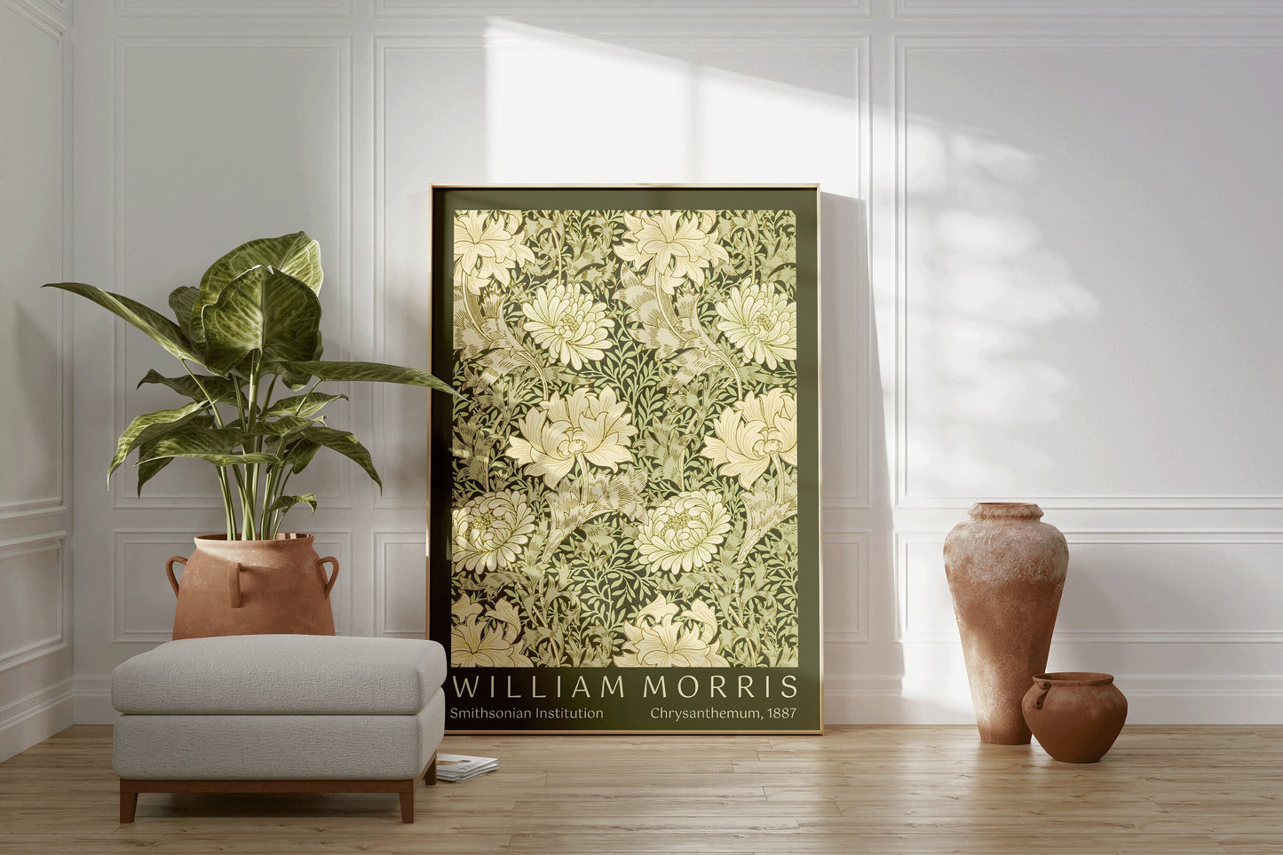 Green William Morris Poster Chrysanthemum Exhibition Poster Art Print Nouveau Morris Flower Market Ready to hang Framed Home Office Decor