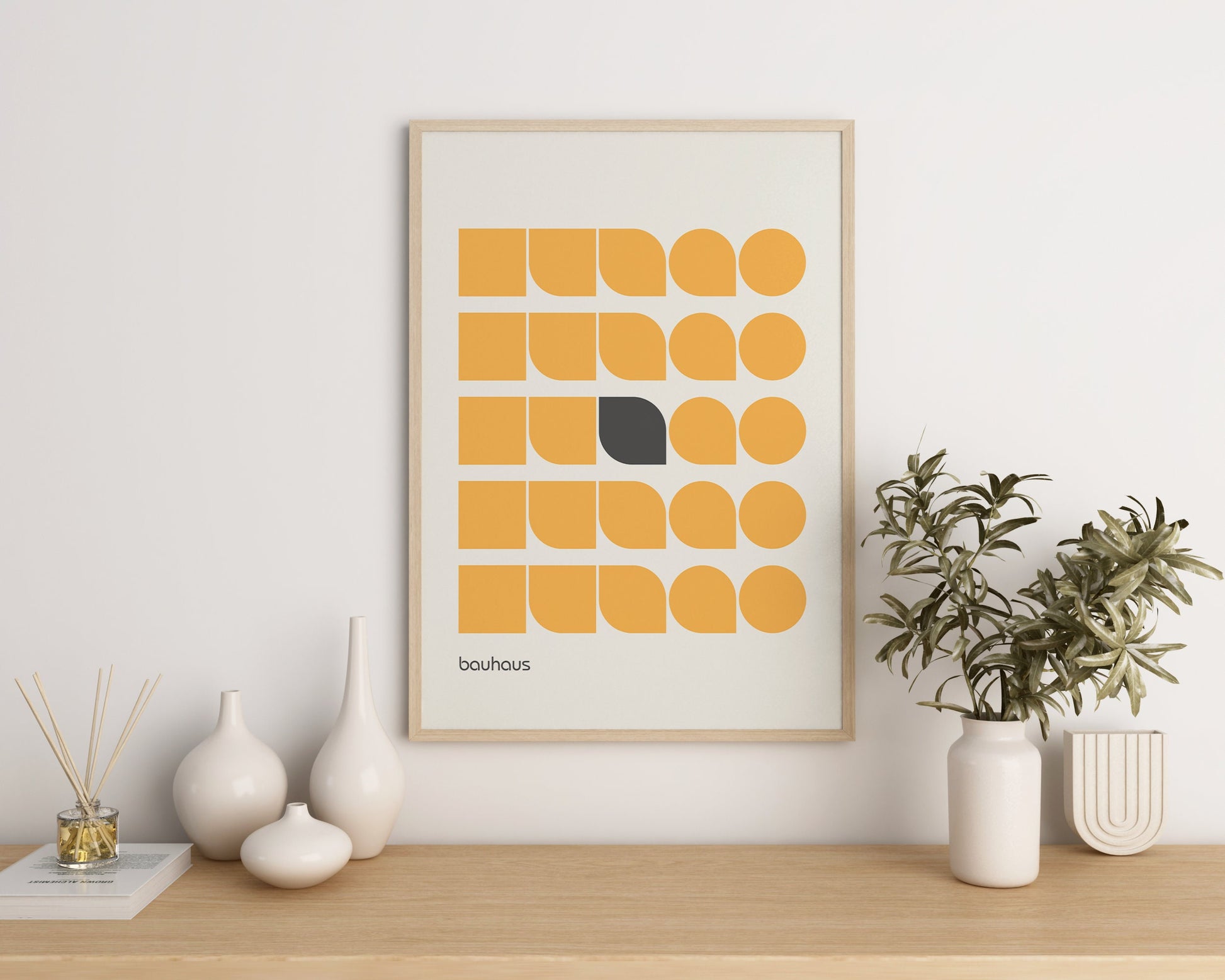 Bauhaus Poster Mid-Century Orange Modern Art