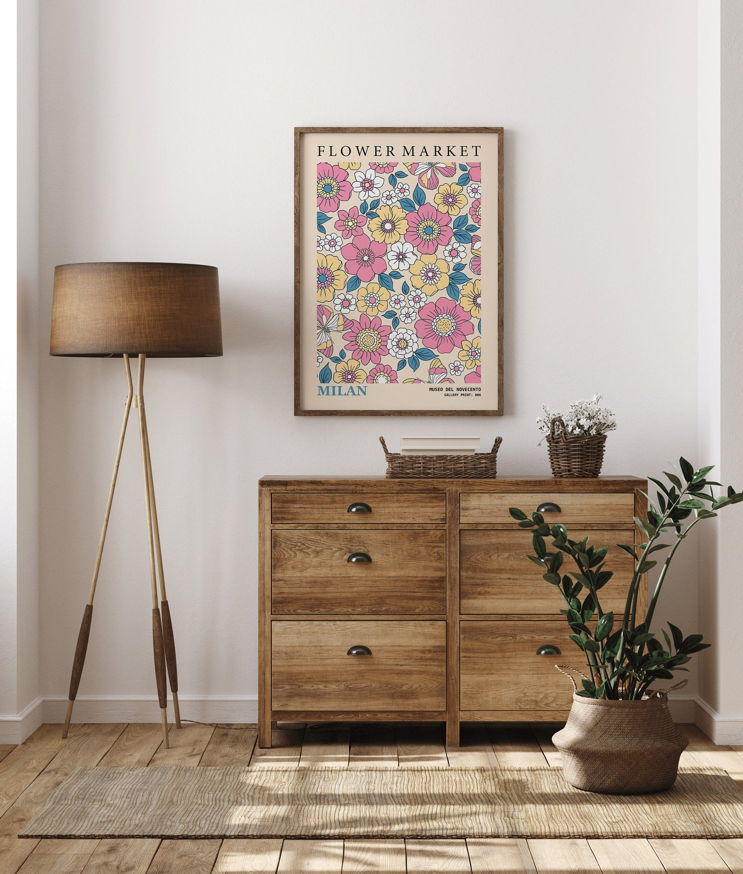 Framed Flower Market Milan Print Museum Exhibition Poster Botanical Floral Decor Poster Ready to hang Home Office Decor Gift for Her