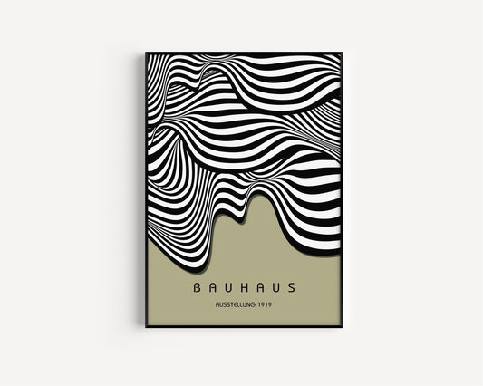 Sage Green Bauhaus Poster Mid-Century Modern