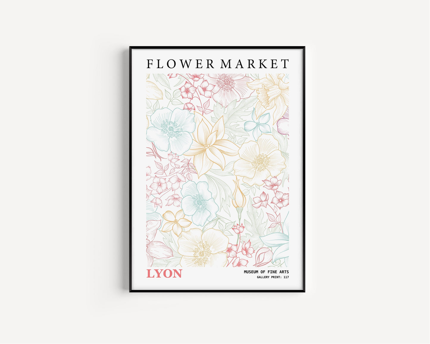 Flower Market - Lyon | Modern Botanical Art Exhibition Print (available framed or unframed)