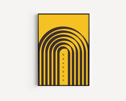 Bauhaus Poster Mid-Century Mustard Yellow Modern