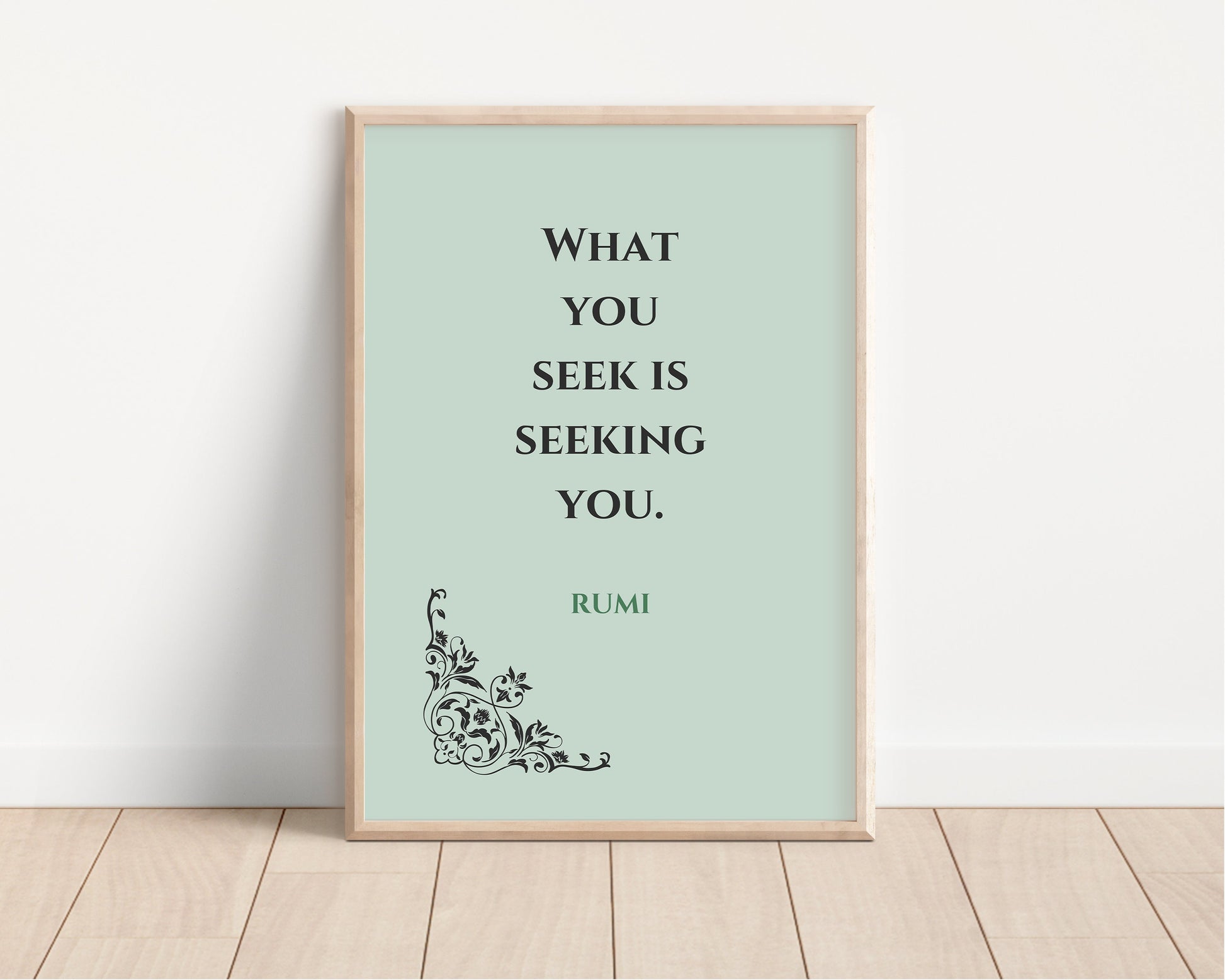 Framed Rumi Poetry Quote Mint Green