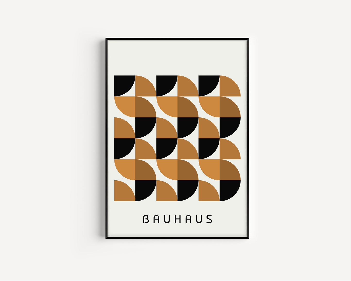 Set of 3 Brown Bauhaus Poster Mid-Century Modern Art Print
