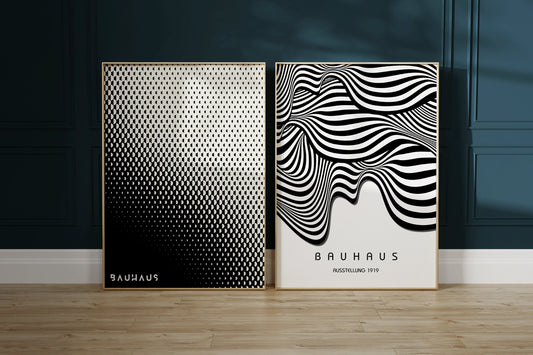 Set of 2 Neutral Bauhaus Geometric Posters
