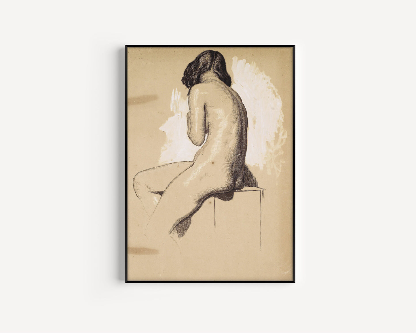 Holman Hunt Nude Sketch Fine Line Beige Art Poster Famous Painting Vintage Ready to hang Framed Home Office Decor Museum Print Gift Idea