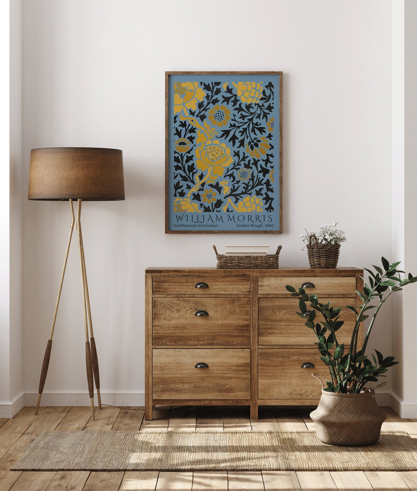 Framed Blue Gold William Morris Poster Exhibition Poster Art Print Nouveau Flower Pattern Market Pattern Museum Print Ready to hang artwork