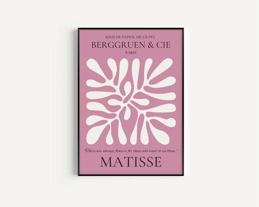 Framed Henri Matisse Leaf Poster Berggruen Cie Exhibition Museum Abstract Art Mid Century Modern Lilac and Cream Print Ready to hang Decor