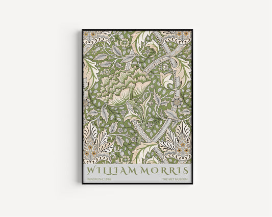 Framed William Morris Windrush Green Poster Exhibition Poster Art Print Nouveau Morris Flower Pattern Market Museum Ready to hang artwork