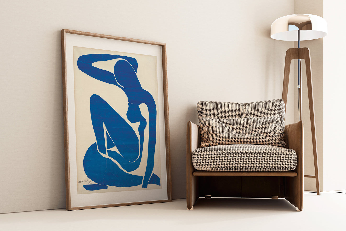 Framed Henri Matisse Blue Nude Vintage papier decoupe Famous Painting Print Retro Sketch Framed Ready to Hang Museum Exhibition Art Print