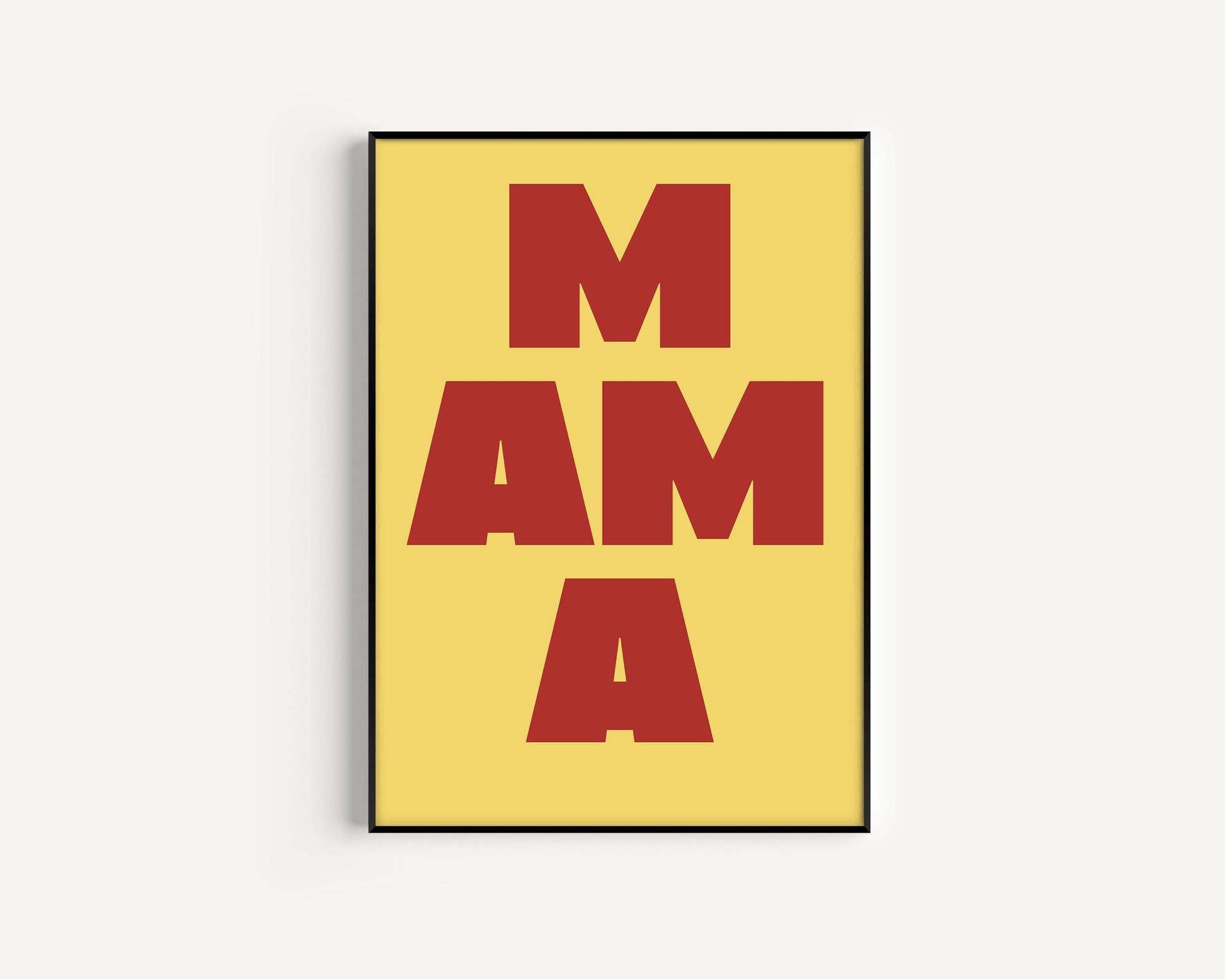 Set of 2 Typography Poster SPICY MAMA Kitchen Poster Graphic Design Print Art Home Decor Minimalist Framed Ready to Hang Red and Yellow Gift