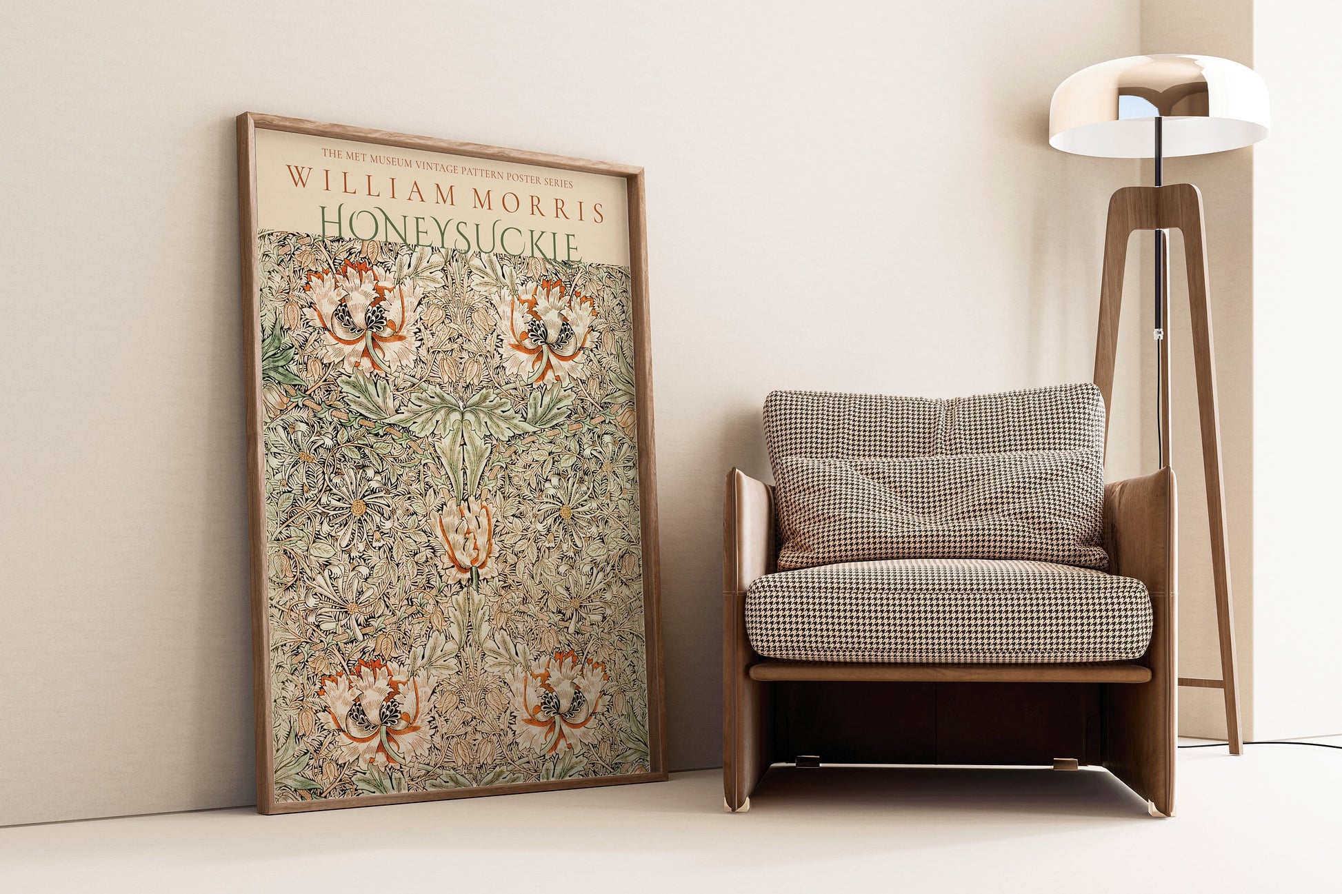 Framed William Morris Honeysuckle Pattern Poster Exhibition Art Print Nouveau Flower Museum Exhibition Market Framed Ready to Hang Decor