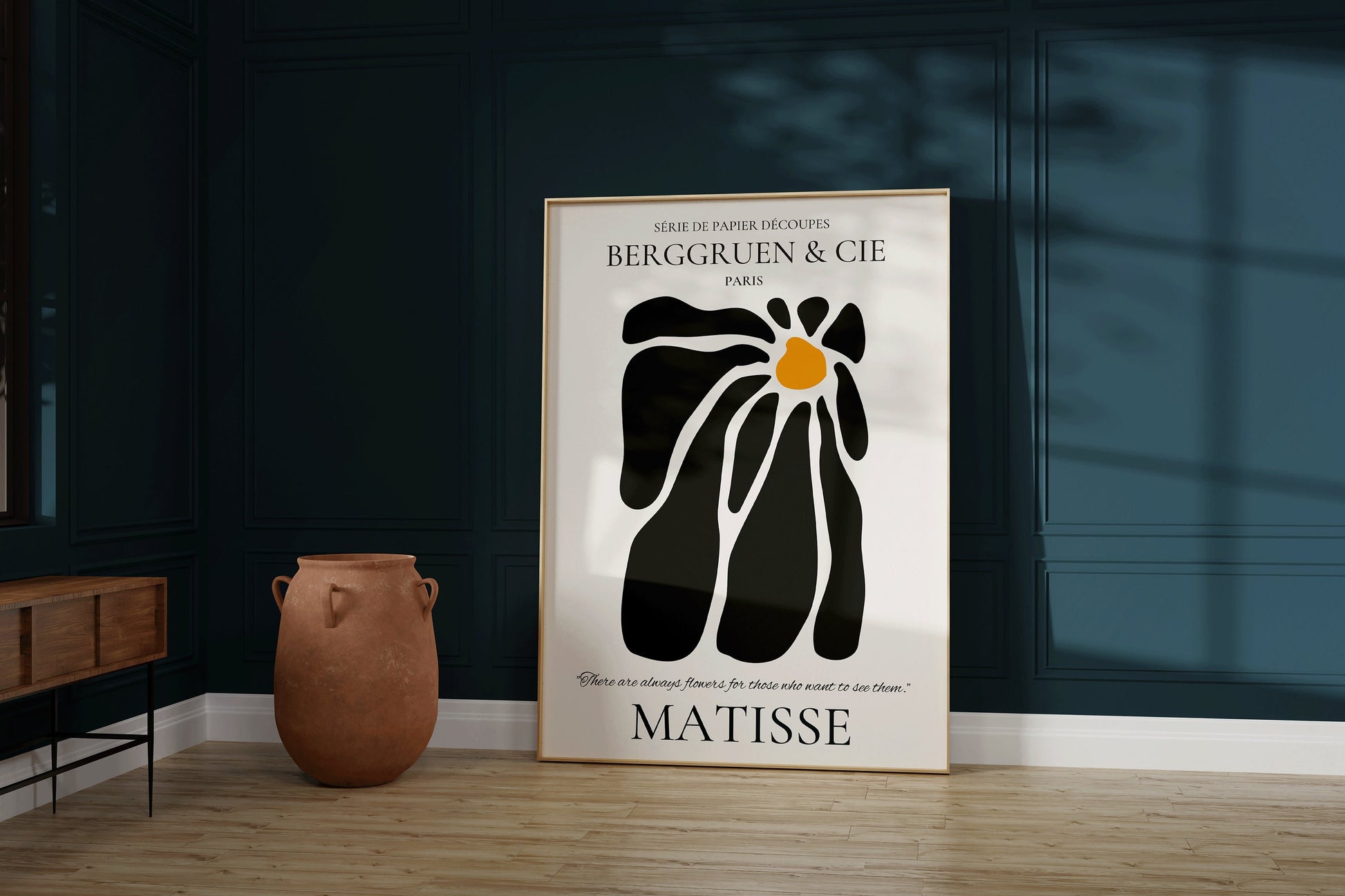 Framed Henri Matisse paper cutouts print Black Flower Exhibition Abstract Poster cutouts Home Decor Office Museum Print Ready to hang Framed