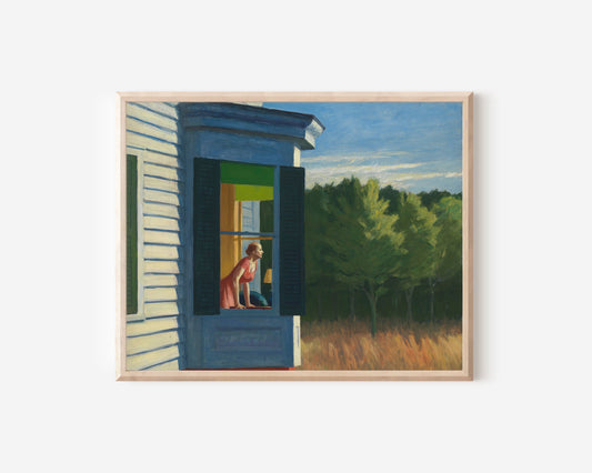 Framed Edward Hopper Cafe Fine Art Print Famous Vintage Painting Cape Cod Morning GreenBrown Oil Painting Framed Ready to Hang