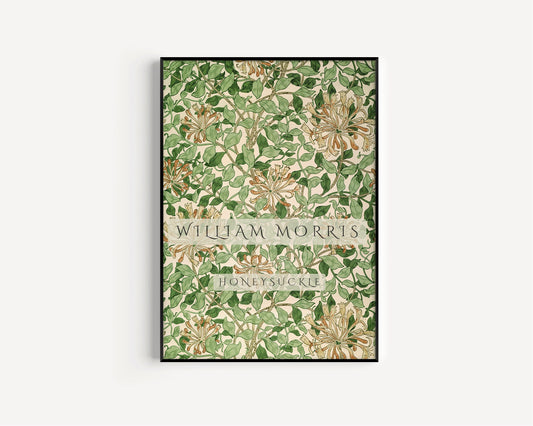 William Morris Poster Honeysuckle Poster Sage Green Art Print Nouveau Flower Botanical Pattern Framed Ready to Hang Museum Exhibition Poster