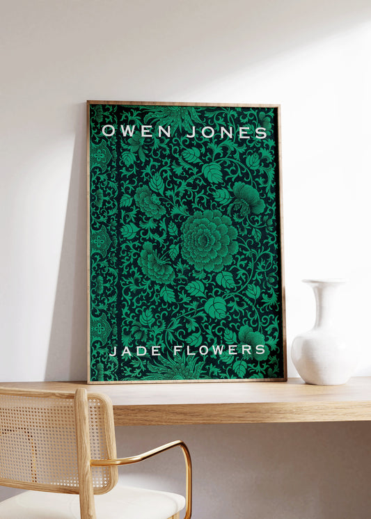 Owen Jones Famous Pattern Jade Flowers Print Ornament of Design Art Print Nouveau Chinese Pattern Framed Ready to Hang Home office Decor