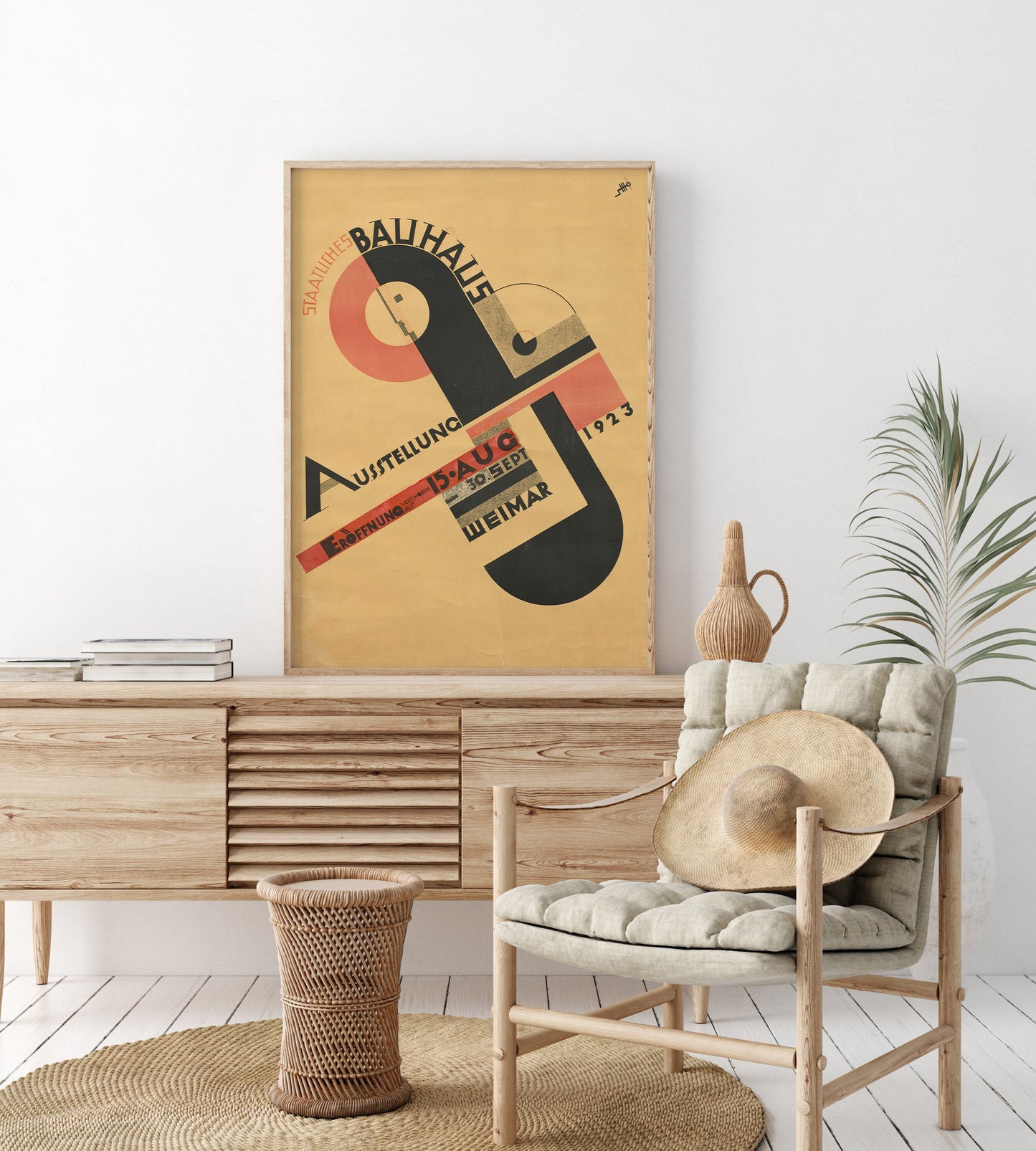 Bauhaus Vintage Poster Beige Black Mid-Century Modern