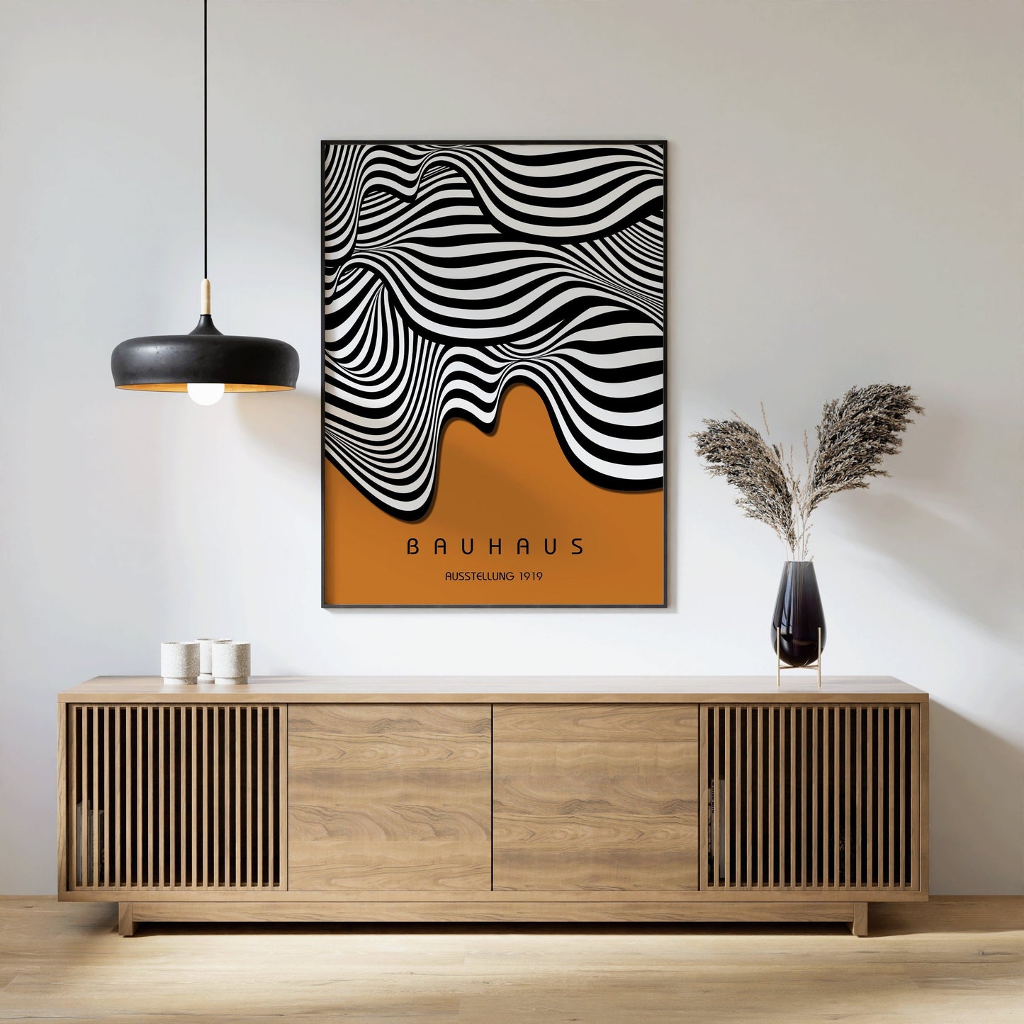 Bauhaus Brown Waves Poster Mid Century Modern