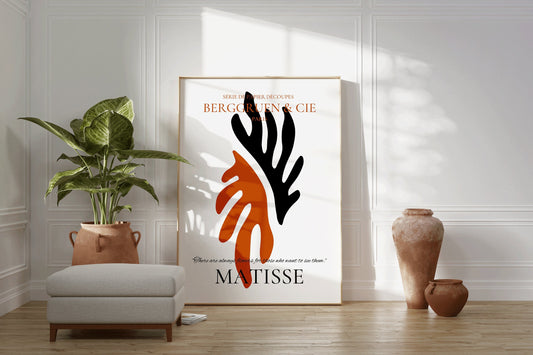 Framed Henri Matisse Leaf Poster Berggruen Cie Exhibition Museum Abstract Art Mid Century Modern Vintage Orange Black Print Ready to hang